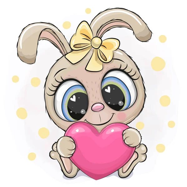 Dessin animé Lapin fille avec coeur sur un fond blanc — Image vectorielle