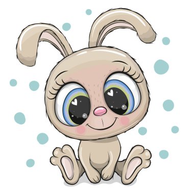 Beyaz arka planda izole edilmiş büyük gözlü tavşan.