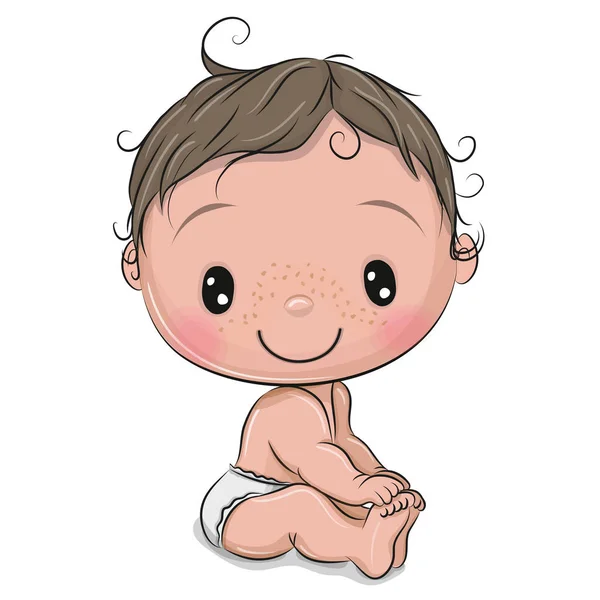 하얀 배경에 고립된 만화 아기 — 스톡 벡터