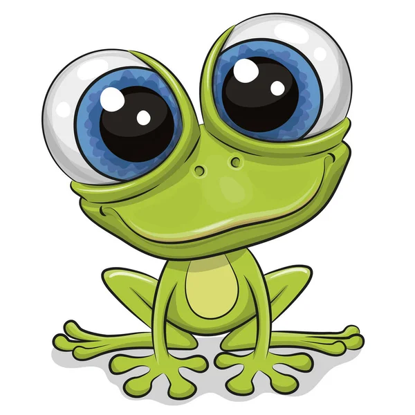 Cute Cartoon Frog Isolated White Background — Stock Vector