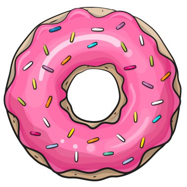 Pembe Donut beyaz arka planda izole edilmiş.