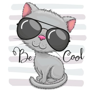 Güneş gözlüklü şirin kedi yavrusu.