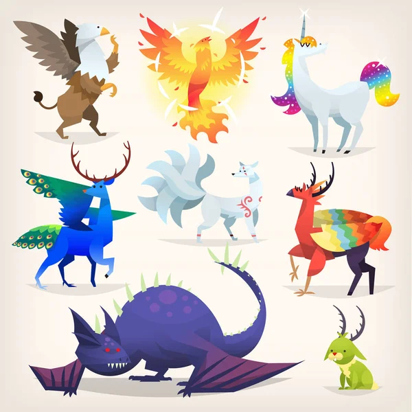 Imaginary animals from fairy tales — Stock Vector