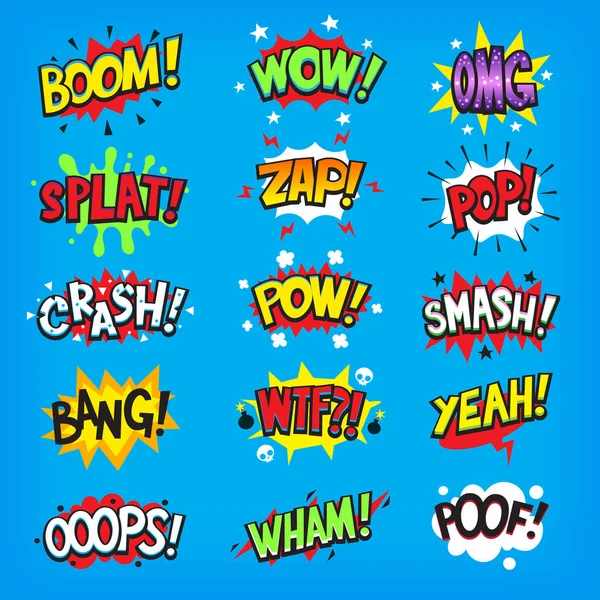 Comic speech clouds with sound effects — Stock Vector