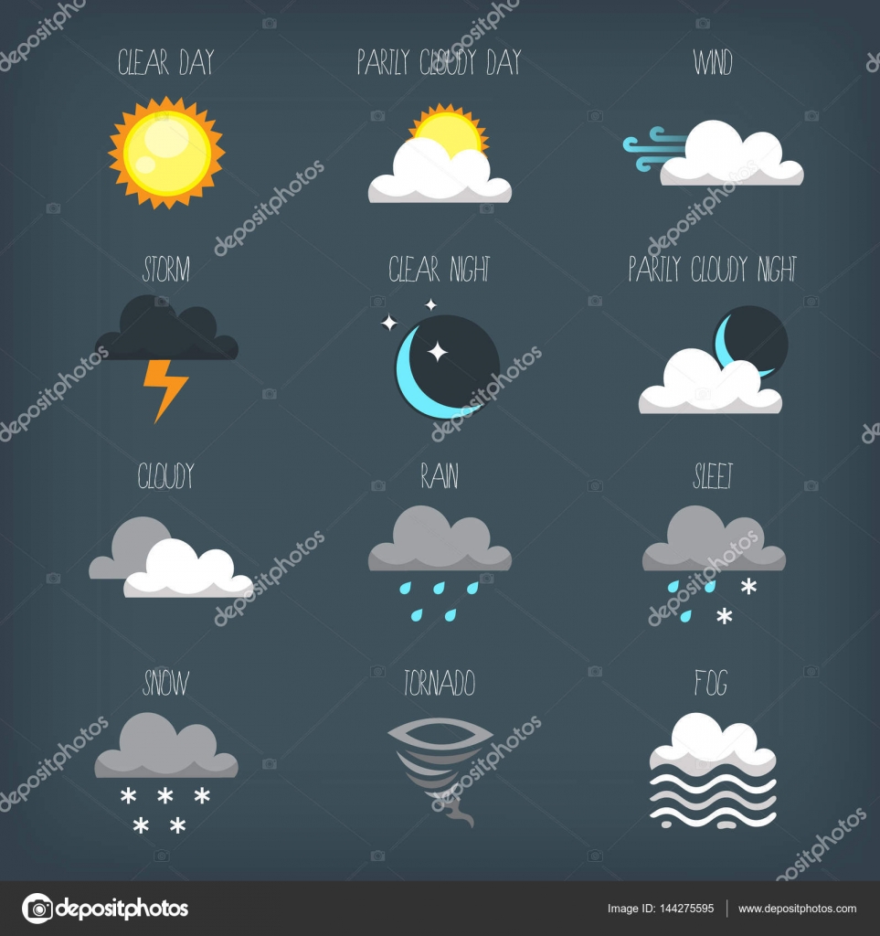Iconos de pronóstico del tiempo Vector de stock #144275595 de