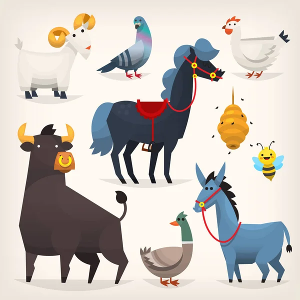 农场鸟和动物 — 图库矢量图片