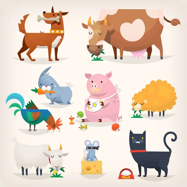 Farm birds and animals — Stock Vector