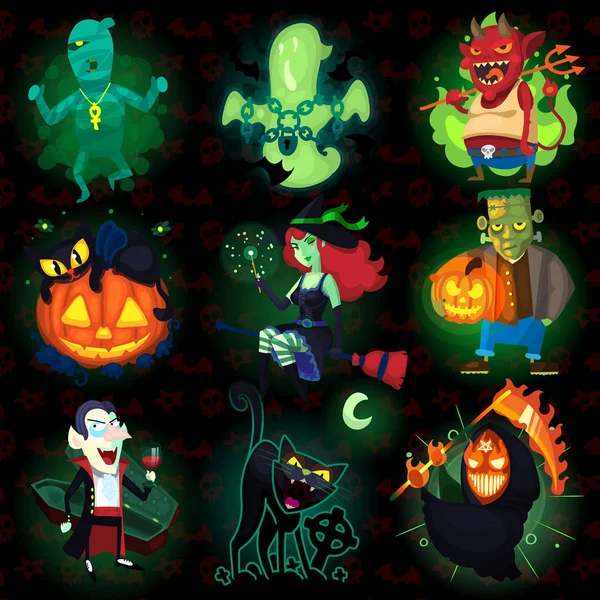 Conjunto de personajes de Halloween — Archivo Imágenes Vectoriales