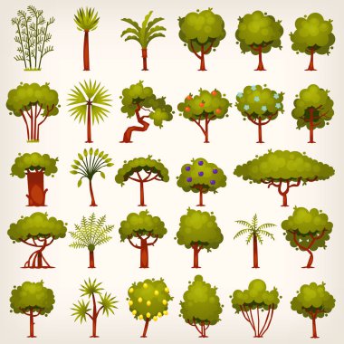 Set of trees clipart
