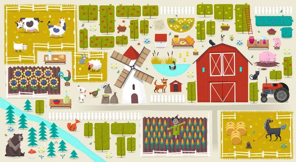 Cartaz com elementos de fazenda —  Vetores de Stock