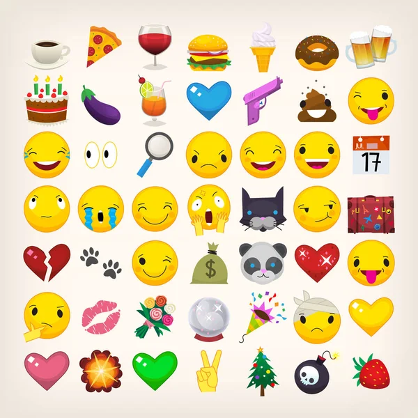 Emojis e emoticons —  Vetores de Stock