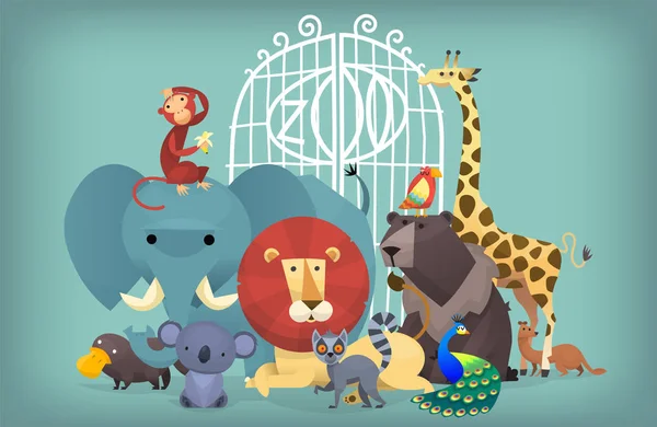 Animaux au zoo — Image vectorielle