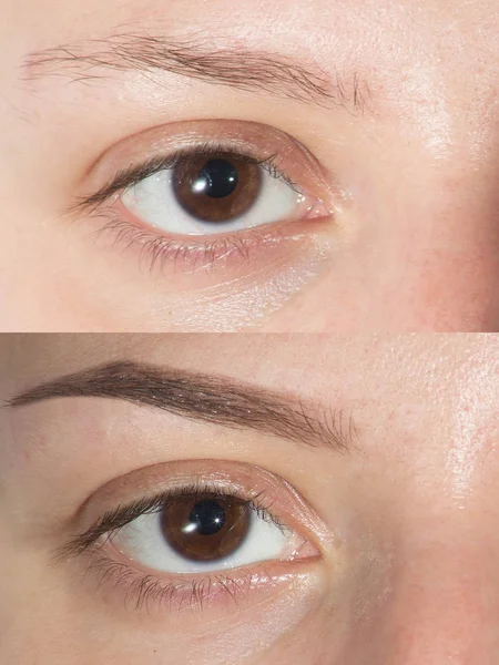 Before after eyebrows — Stock Photo, Image