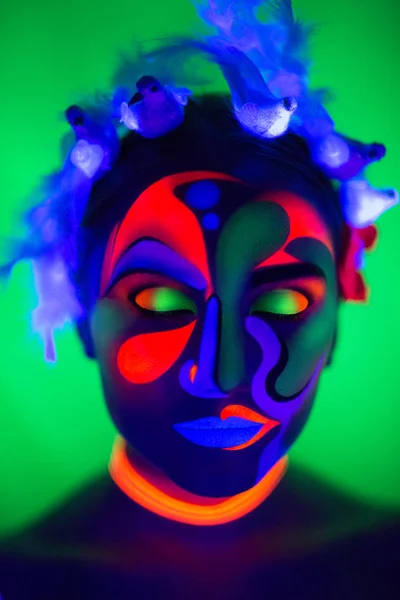 Femme néon lumière — Photo