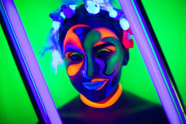 Donna luce al neon — Foto Stock
