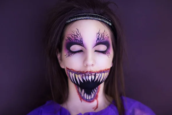 Halloween vrouw grote mond — Stockfoto