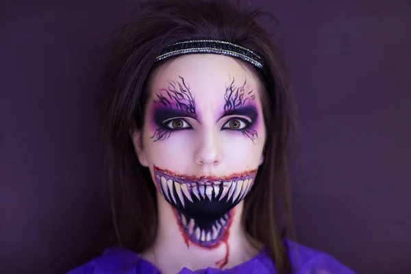 Halloween woman big mouth — Stock Photo, Image