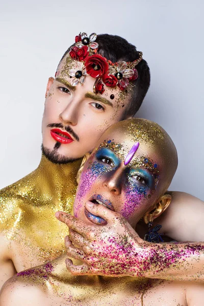 Two people art make up — Stock Photo, Image