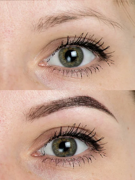 Daha önce iki kaşları gözleri sonra