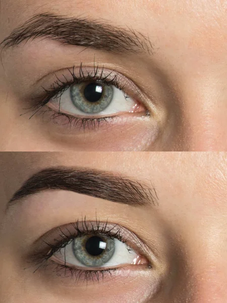 Before after eyebrows — Stock Photo, Image