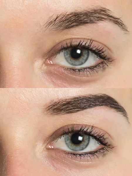 Before after eyebrows — Stock Photo, Image