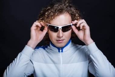 man sunglasses cyclist clipart