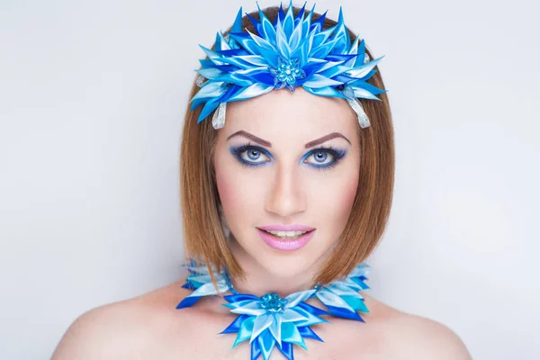 Mujer azul maquillaje —  Fotos de Stock