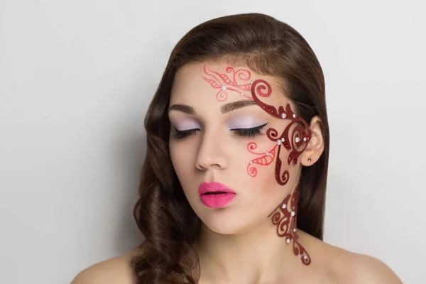 Maquillaje arte rojo — Foto de Stock