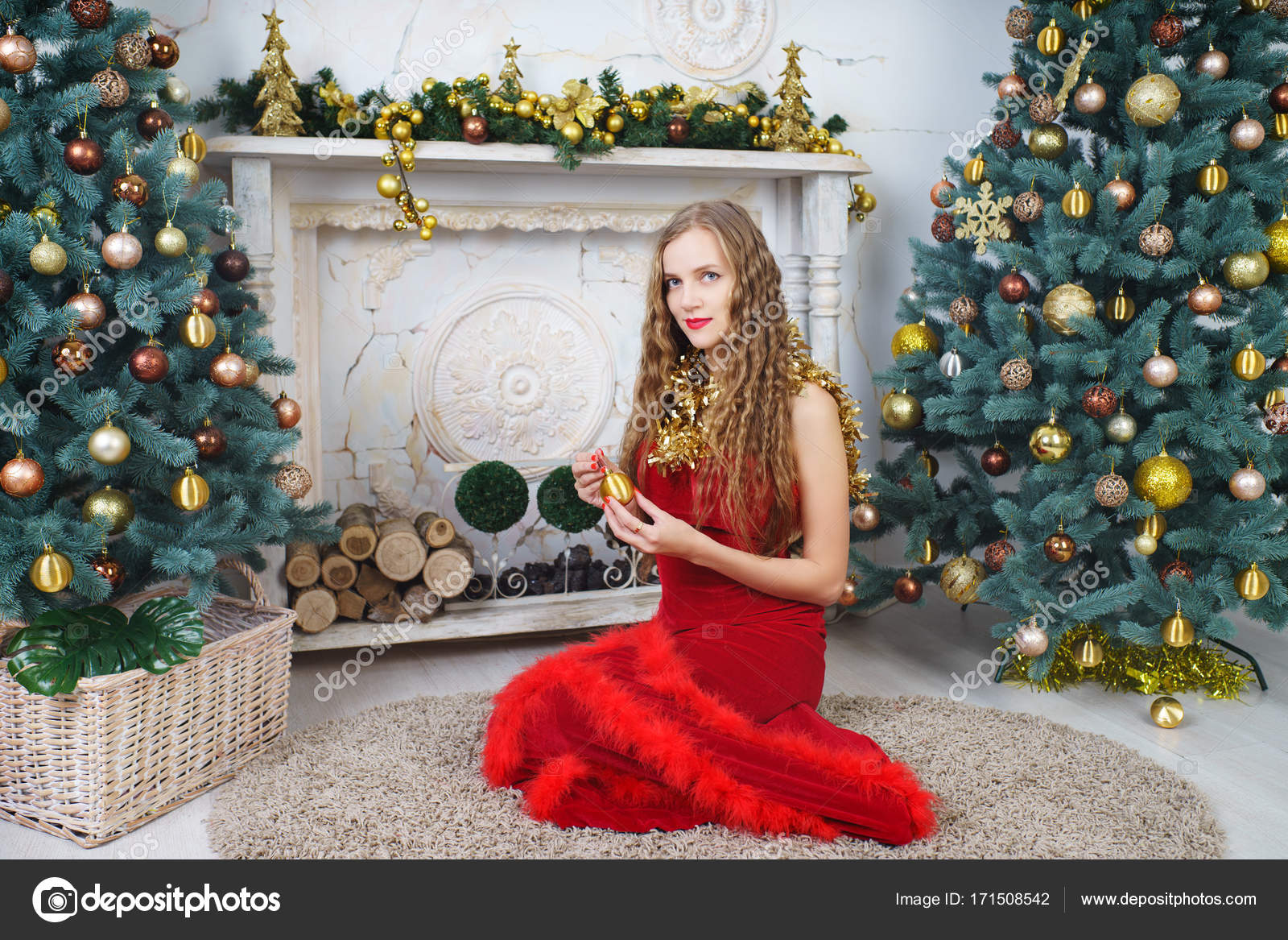 Beautiful Woman In Evening Dress Young Lady Female Near Big X Mas Fir Tree Trees Happy New Year Party Sexy Santa Girl Dreaming About Presents And Beautiful Woman In Evening Dress Young Lady Female Near Big X Mas Fir Tree Trees Happy New Year Party Sexy Santa Girl Dreaming About Presents And