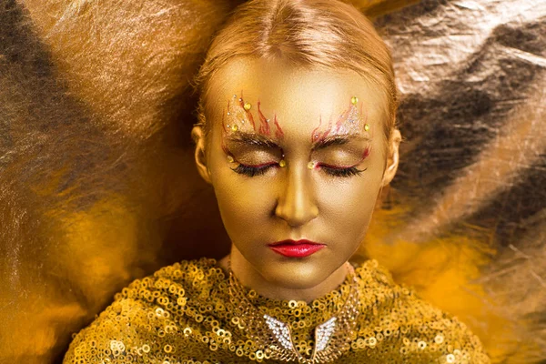 Gouden make-up — Stockfoto