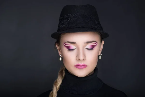 Cappello donna nero — Foto Stock