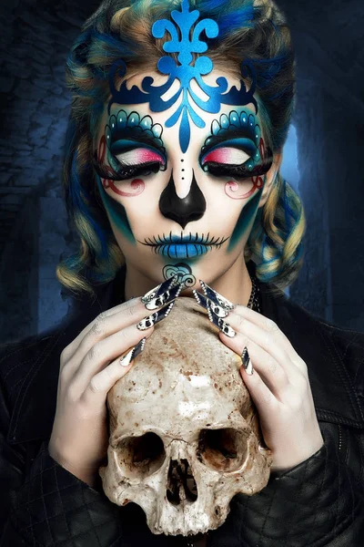 Make-up voor blauwe kunst — Stockfoto