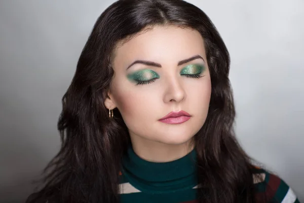 Femme vert maquillage — Photo