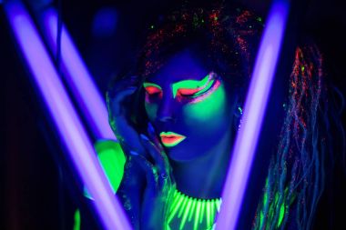 Woman neon art clipart
