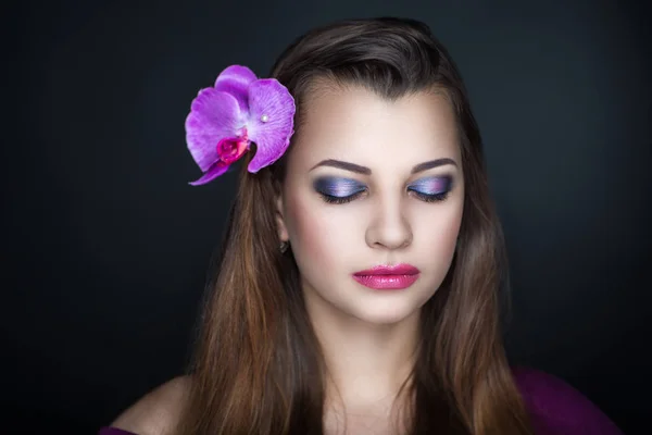 Bright pink orchid woman — Stock Photo, Image