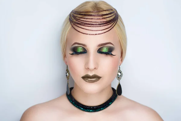 Colar de maquiagem verde — Fotografia de Stock
