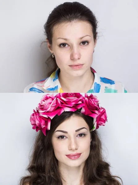 Avant après le maquillage — Photo