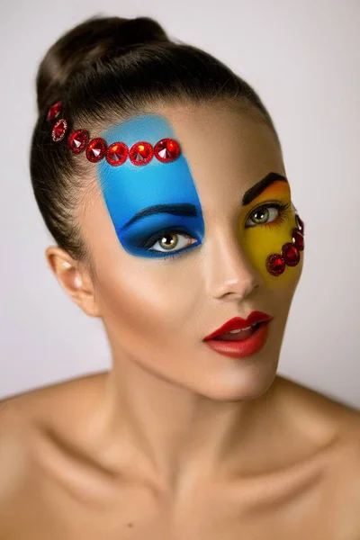 Yellow blue make up — Stock Photo, Image