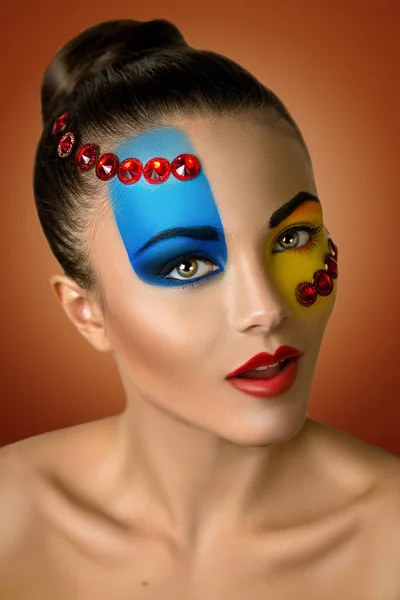 Yellow blue make up — Stock Photo, Image