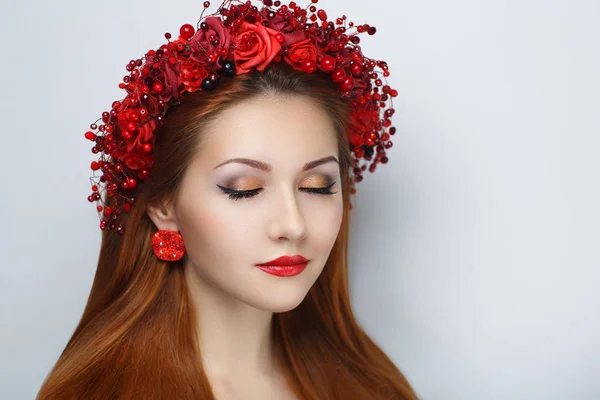 Red flowers wreath