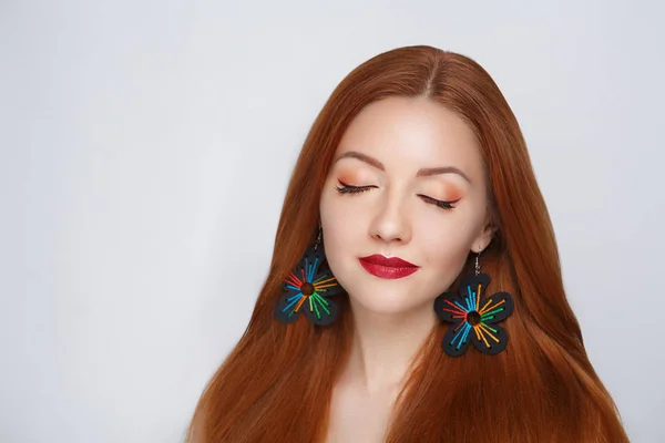 Mujer pelo naranja — Foto de Stock