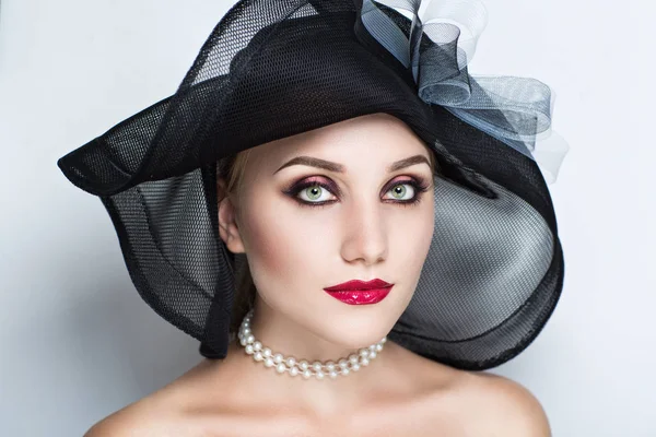 stock image Woman black hat