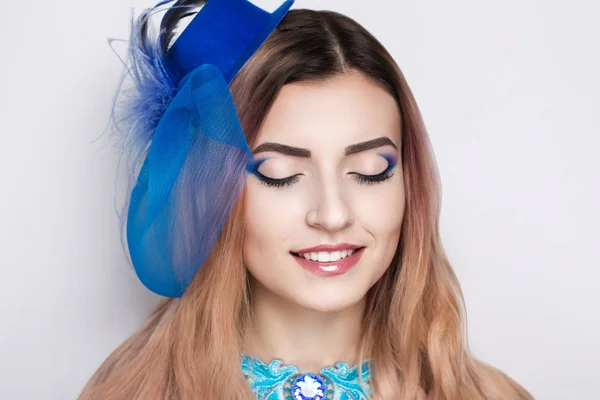 Cappello donna blu — Foto Stock