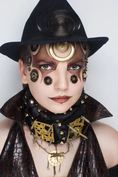 Парова панк-жінка капелюх — стокове фото