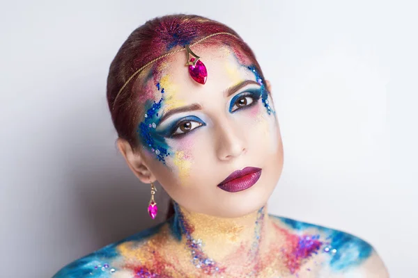 Glanzende kunst make-up — Stockfoto