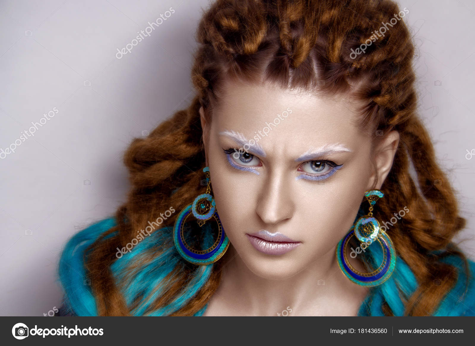 Girl With Blue Dreadlocks Stock Photo C Olgaosa 181436560