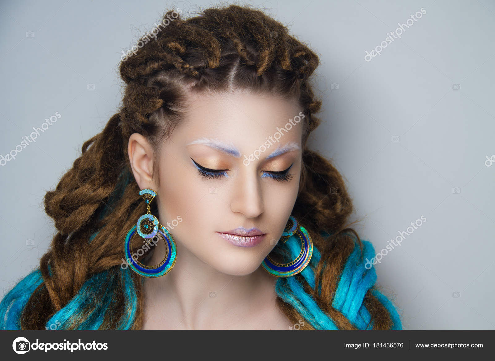 Blue And Purple Dreadlocks Girl With Blue Dreadlocks