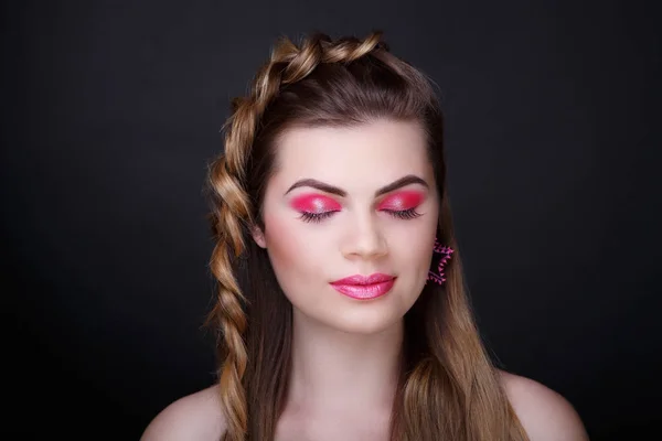 Woman pink make up — Stock Photo, Image