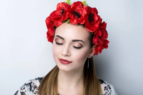 Red flowers wreath