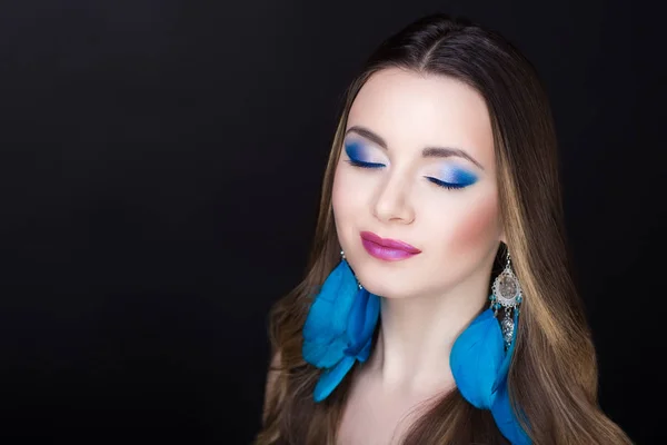 Woman blue make up — Stock Photo, Image